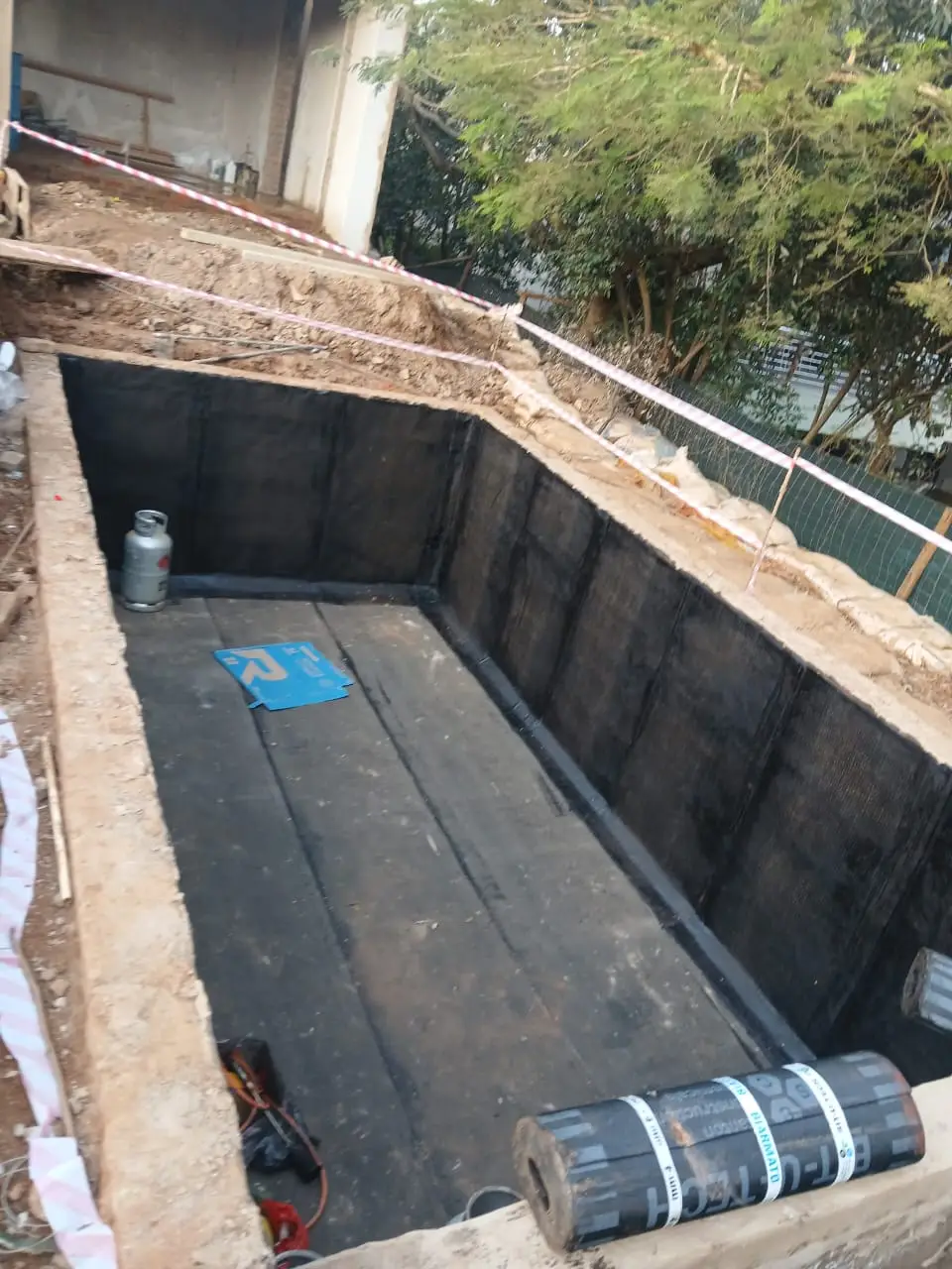 Torch-on waterproofing on basement roof in Durban
