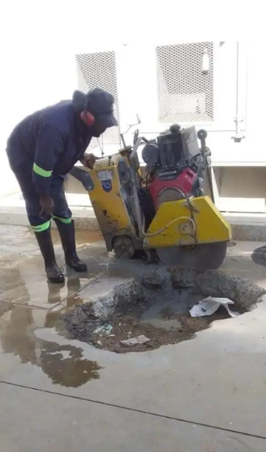 Saw cutting a concrete slab in Durban